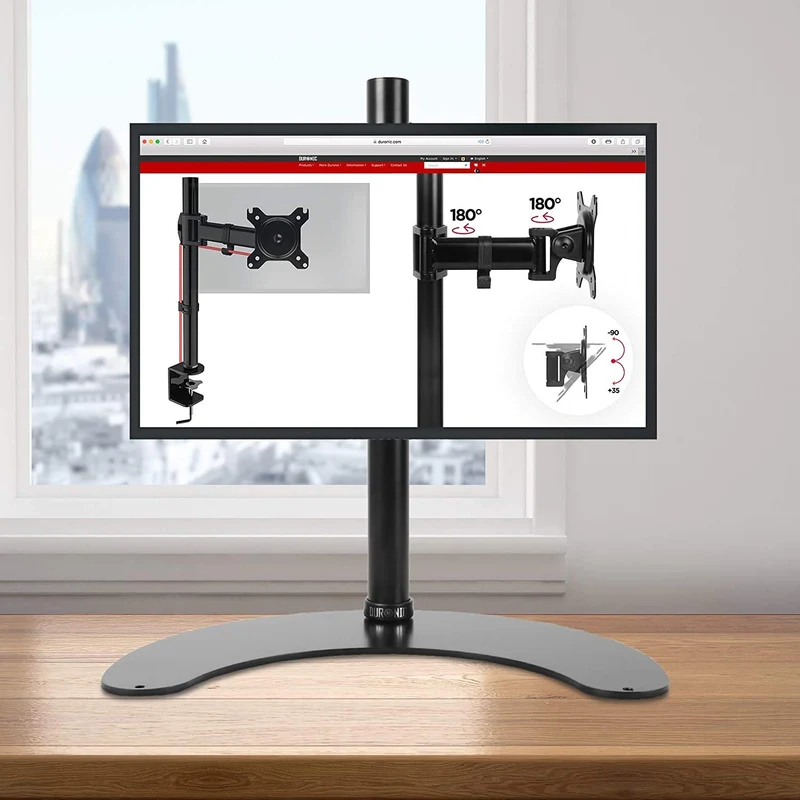 Duronic DM15D1 Support d'Ecran sur Socle pour Bureau – Hauteur Ajustable – Rotatif, Inclinable, Pivotable – Compatibilité VESA 75/100 – Acier – Socle Inclus