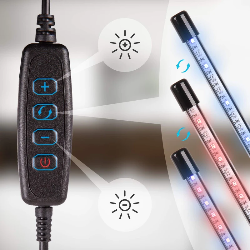 Duronic GLC12 Lampe de croissance horticole à pince 20W | Ampoules LED | 3 modes : bleu, rouge, mixte | Intensité ajustable | Prise USB | Lumière de culture pour plante fruit légume fleur herbe