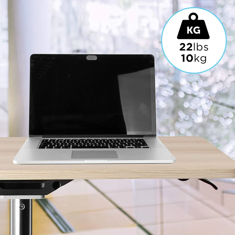 Duronic WPS67 Table de travail mobile assis-debout | Support à roulettes | Blanc – brun | Grande surface 70 x 48 cm pour PC ou vidéo projecteur | Hauteur ajustable 70,5 – 110 cm | Capacité 10 kg