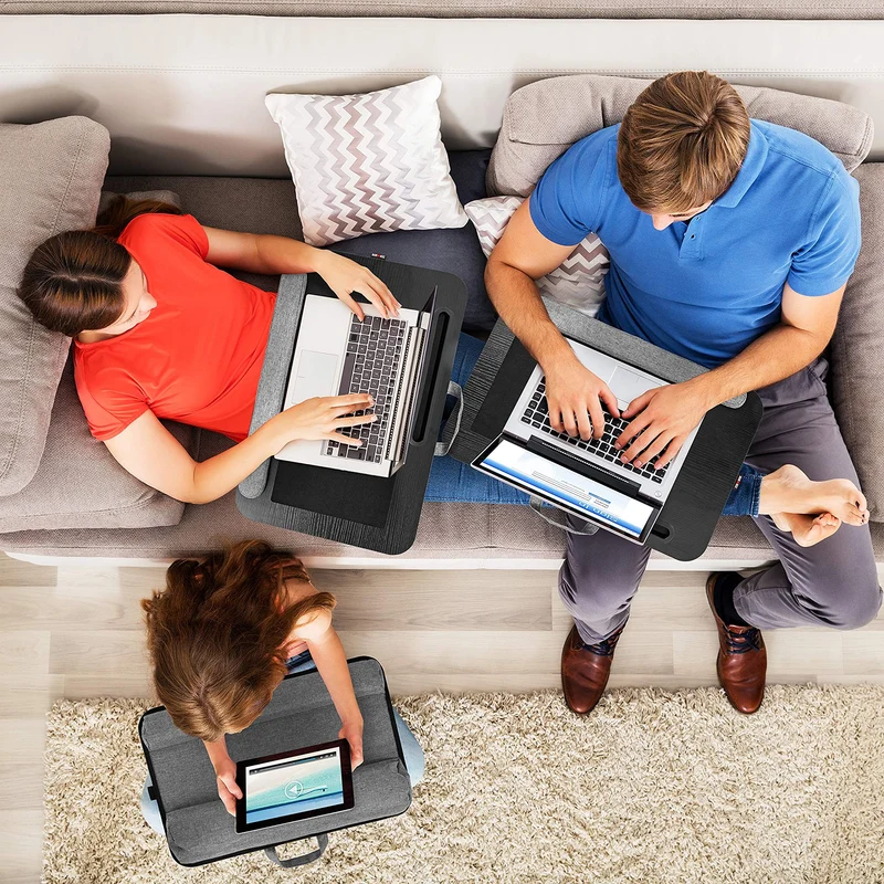 Duronic DML433 Plateau pour Ordinateur Portable avec Coussins inclinés en polystyrène ergonomiques | Repose Poignets en Mousse | Support pour Tablette | Tapis de Souris | Table à Poser sur Les Genoux