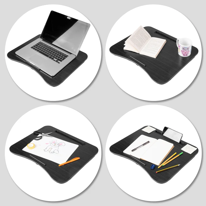 Duronic DML432 Plateau pour Ordinateur Portable avec Coussin en polystyrène Ergonomique | Support pour Tablette | Table à Poser sur Les Genoux | pour Travail, Lecture, Dessin, devoirs, étude, Films