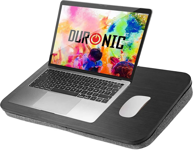 Duronic DML412 Plateau pour Ordinateur Portable | Table à Poser sur Les Genoux pour Le lit ou Le canapé | Coussin incliné Ergonomique et Confortable | pour Le Travail, Lecture, Dessin, devoirs, étude