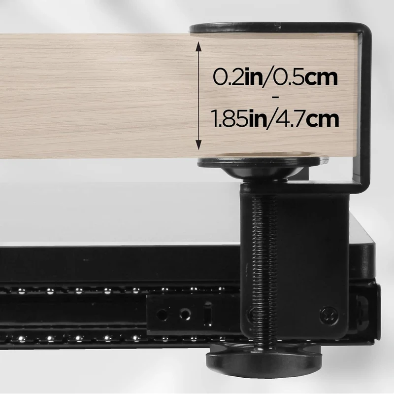 Duronic DKTPX2 Support coulissant pour clavier et souris, documents, ordinateur portable, tablette | Tiroir sous la table | Solution ergonomique pour le bureau | Fixation avec des pinces en acier