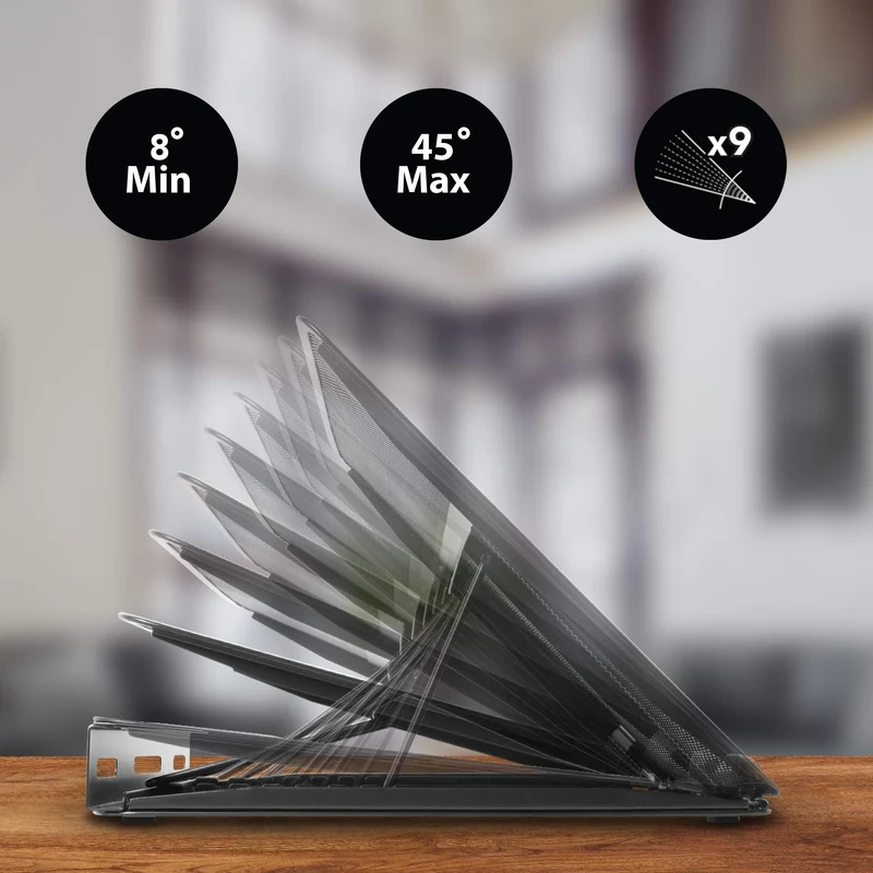 Duronic DM074 Rehausseur d'écran en Acier Noir | Hauteur Ajustable : Choisissez Parmi 9 Positions | Capacité de 10 kg | Rehausseur Versatile pour PC Portable, Tablette, Smartphone, Livre, partition