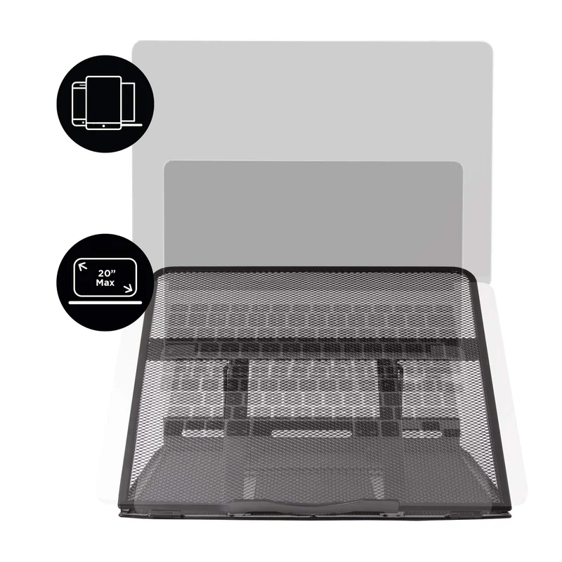 Duronic DM074 Rehausseur d'écran en Acier Noir | Hauteur Ajustable : Choisissez Parmi 9 Positions | Capacité de 10 kg | Rehausseur Versatile pour PC Portable, Tablette, Smartphone, Livre, partition