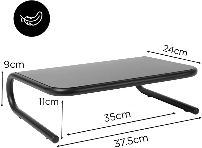 Duronic DM071 Rehausseur d’écran en métal noir | Hauteur de 11 cm | Capacité de 10kg | Espace de rangement sous le support pour clavier et souris | Pour moniteurs, écrans TV, PC, écrans d’ordinateurs