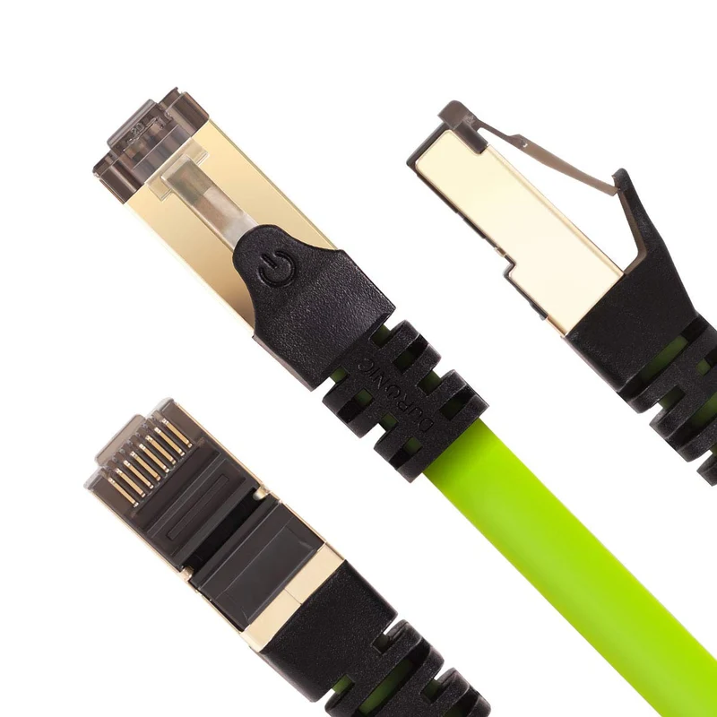 Duronic Câble Ethernet CAT8 GN 3M 2Ghz 2000MHz Vitesse 40Gbps S/FTP Câbles réseaux LAN internet network RJ45 blindés Haute Bande passante et transmission des données rapides Connecteurs or