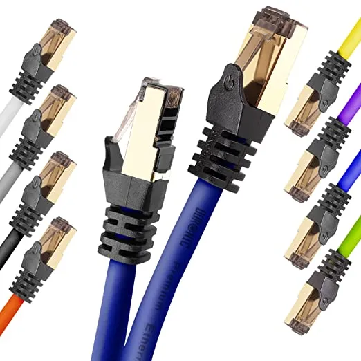 Duronic Câble Ethernet CAT8 BE 2M 2Ghz 2000MHz Vitesse 40Gbps S/FTP Câbles réseaux LAN internet network RJ45 blindés Haute Bande passante et transmission des données rapides Connecteurs or