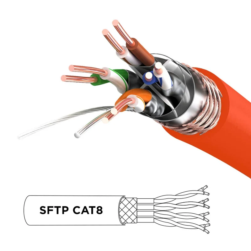Duronic Câble Ethernet CAT8 OE 10M 2Ghz 2000MHz Vitesse 40Gbps S/FTP Câbles réseaux LAN internet network RJ45 blindés Haute Bande passante et transmission des données rapides Connecteurs or