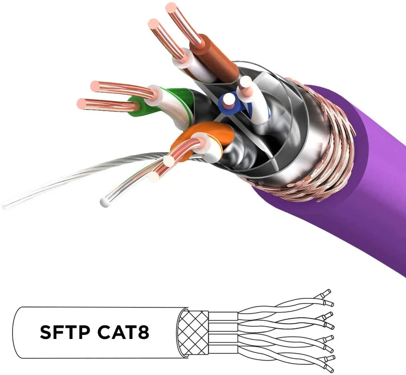 Duronic Câble Ethernet CAT8 PE 1M 2Ghz 2000MHz Vitesse 40Gbps S/FTP Câbles réseaux LAN internet network RJ45 blindés Haute Bande passante et transmission des données rapides Connecteurs or