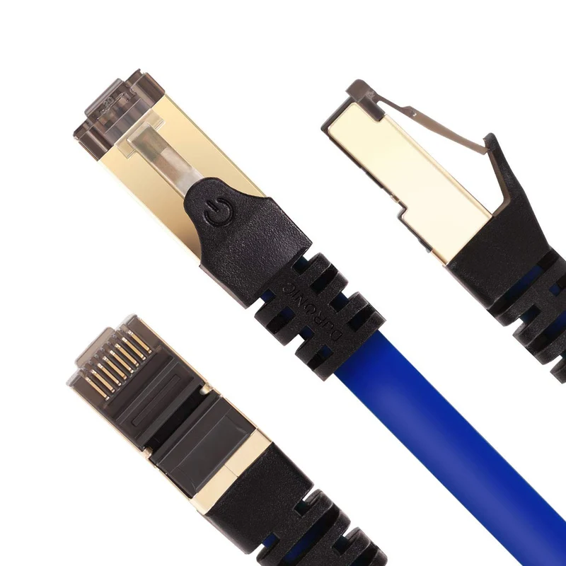 Duronic Câble Ethernet CAT8 BE 5M 2Ghz 2000MHz Vitesse 40Gbps S/FTP Câbles réseaux LAN internet network RJ45 blindés Haute Bande passante et transmission des données rapides Connecteurs or