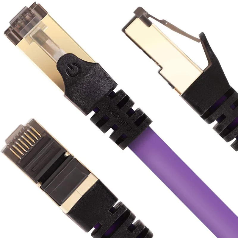 Duronic Câble Ethernet CAT8 PE 3M 2Ghz 2000MHz Vitesse 40Gbps S/FTP Câbles réseaux LAN internet network RJ45 blindés Haute Bande passante et transmission des données rapides Connecteurs or
