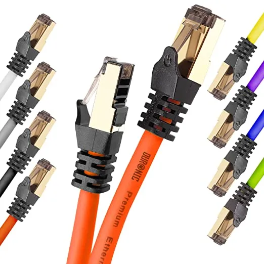 Duronic Câble Ethernet CAT8 OE 5M 2Ghz 2000MHz Vitesse 40Gbps S/FTP Câbles réseaux LAN internet network RJ45 blindés Haute Bande passante et transmission des données rapides Connecteurs or