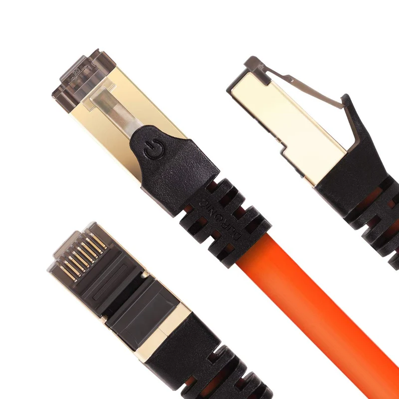 Duronic Câble Ethernet CAT8 OE 5M 2Ghz 2000MHz Vitesse 40Gbps S/FTP Câbles réseaux LAN internet network RJ45 blindés Haute Bande passante et transmission des données rapides Connecteurs or