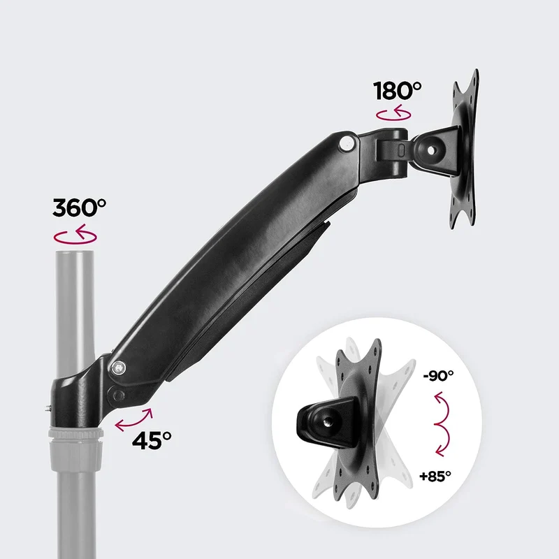 Duronic DML5S1 Bras Complet pour Support d'écran Compatible avec la Gamme DM55 Ajustement Vertical à la volée Permet l'ajout d'écran ou d'accessoire