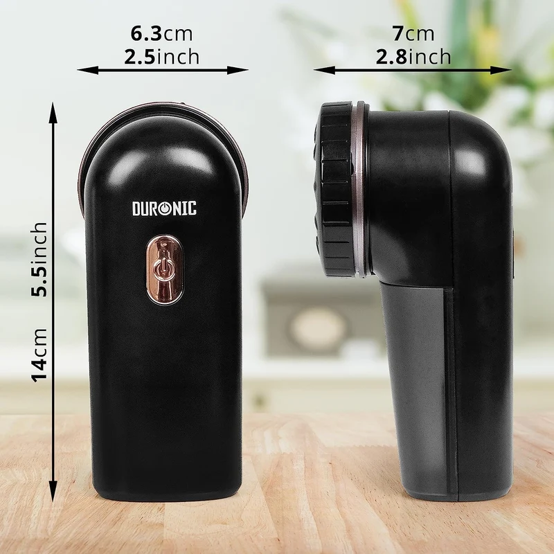 Duronic FS22 BK Rasoir Anti-Peluches Anti-bouloches électrique Filaire ou sur Batterie 2 hauteurs Pochette de Rangement Permet de Remettre à Neuf Vêtements Textiles Tissus Noir