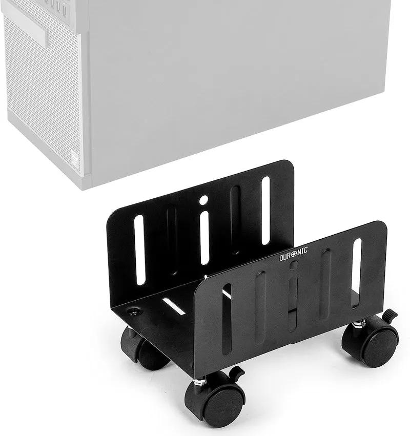 Duronic DMHD2 Support pour Tour d'Ordinateur | Support à roulettes verrouillables pour Unité Centrale | Rangement sous Le Bureau | Largeur réglable de 13 à 21 cm | Charge maximale de 15 kg | Noir
