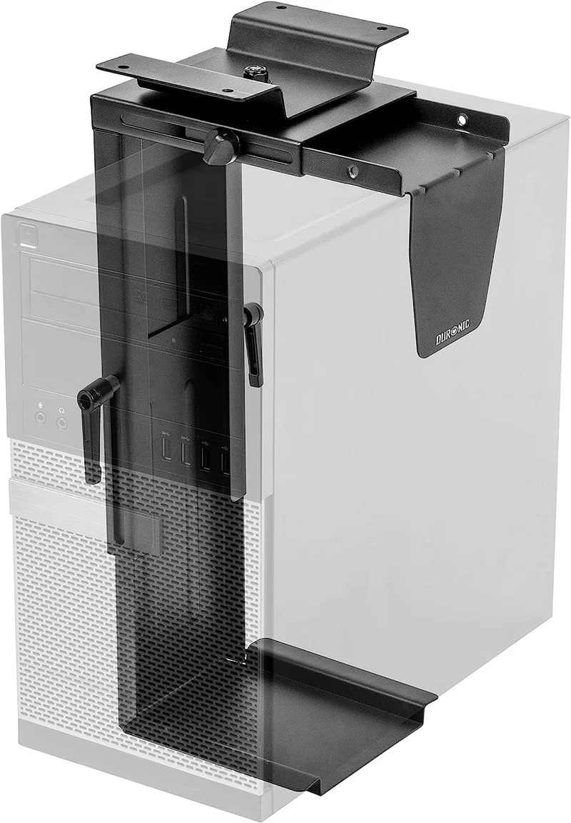 Duronic DMHD1 Support pour Tour d'Ordinateur | Support de rangement pivotant à 360° pour Unité Centrale | Hauteur ajustable de 28 à 48.5 cm et Profondeur Réglable | Noir