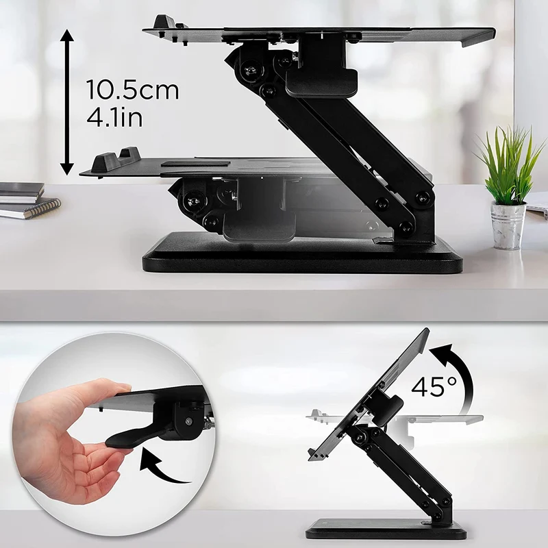 Duronic DML125 Support pour Ordinateur Portable | Hauteur Ajustable | Bras Inclinable | Pour Laptop Tablette Notebook