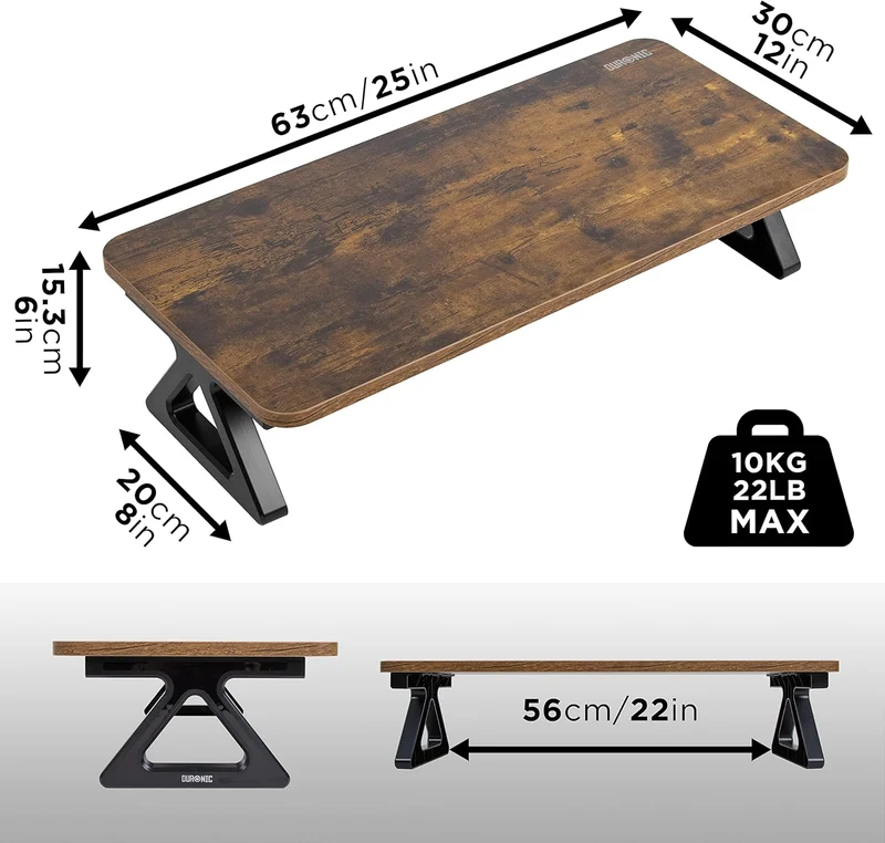 Duronic DM06-1 AO Support pour Moniteur en MDF 62 x 30 cm | Réhausseur d’écran d’Ordinateur Portable LCD LED TV | Permet de rehausser de 15 cm | Espace de Travail Ergonomique avec Rangement