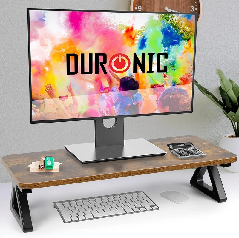 Duronic DM06-1 AO Support pour Moniteur en MDF 62 x 30 cm | Réhausseur d’écran d’Ordinateur Portable LCD LED TV | Permet de rehausser de 15 cm | Espace de Travail Ergonomique avec Rangement