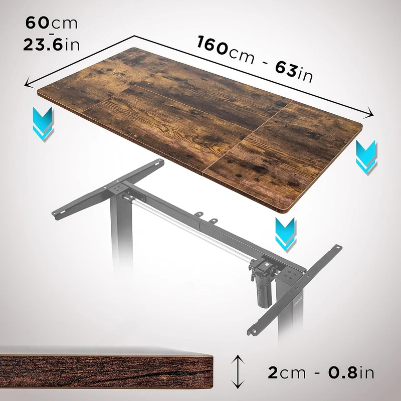 Duronic TT160 AO Plateau pour Bureau Assis Debout de 160 x 60 x 2 cm | Compatible avec la plupart des Structures Assis Debout | Idéal pour Poste de travail à domicile ou bureau