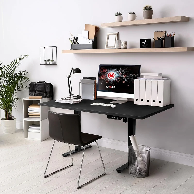 Duronic TT160 BK Plateau pour Bureau Assis Debout de 160 x 60 x 2 cm | Compatible avec la plupart des Structures Assis Debout | Idéal pour Poste de travail à domicile ou bureau