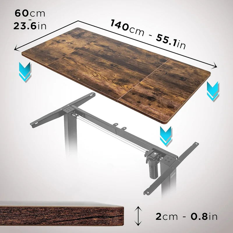 Duronic TT140 AO Plateau pour Bureau Assis Debout de 140 x 60 x 2 cm | Compatible avec la plupart des Structures Assis Debout | Idéal pour Poste de travail à domicile ou bureau