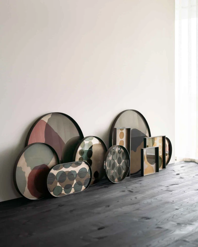 Ethnicraft Plateau en Verre Layered Dots Ø 48 cm