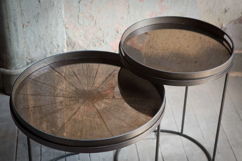Ethnicraft Plateau Miroir Slice Grand – Bronze Ø 61 cm