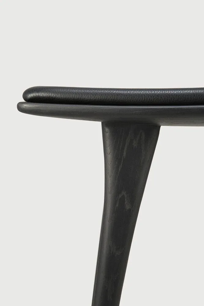 Ethnicraft Tabouret de Bar Osso avec Coussin en Cuir Noir (69 cm)
