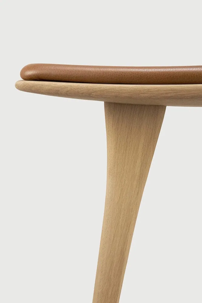 Ethnicraft Tabouret de Bar Osso avec Coussin en Cuir Cognac (69 cm)