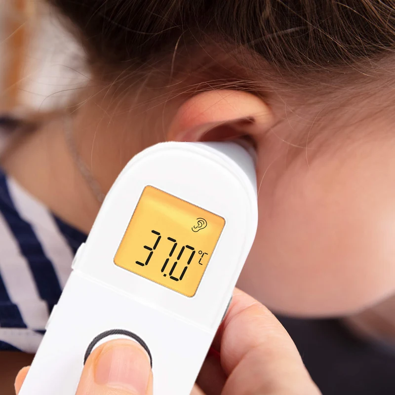 Duronic IRT3W Thermomètre Infrarouge 3 en 1 Température par l'Oreille et Le Front Modes Adultes Enfants Objets Mesure sans Contact Fonction de mémorisation Alerte de fièvre Pochette
