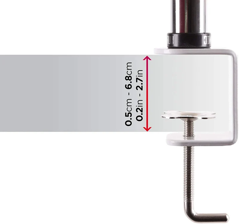 Duronic DM252 WE Support de 2 moniteurs à pince pour bureau - Hauteur ajustable -Rotatif / Pivotable / Inclinable-Compatible avec moniteur d’ordinateur LCD / LED VESA 75 / 100-Potence et bras en acier