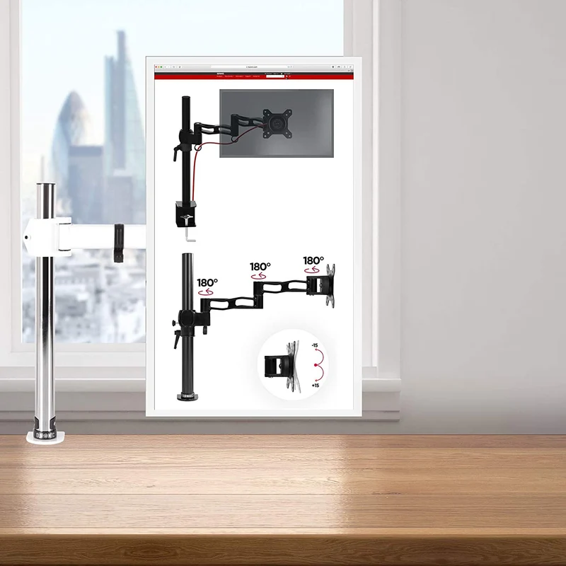 Duronic DM251X3 WE Support d’écran à pince pour bureau - Hauteur ajustable - Rotatif / Inclinable / Pivotable-Compatibilité universelle avec moniteur d’ordinateur LCD / LED VESA 75 / 100 -2 extensions