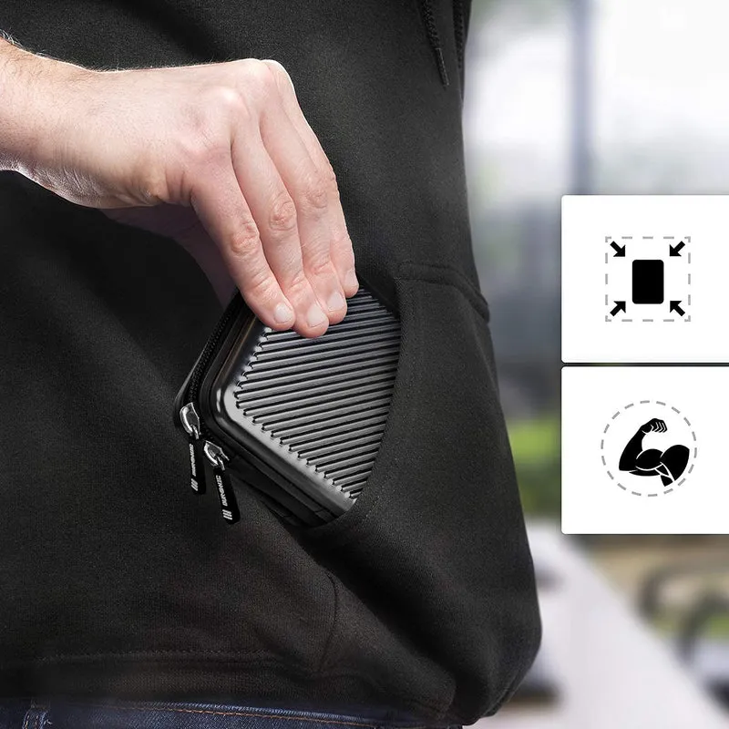 Duronic HDC3 BK Etui de protection rigide pour Disque Dur GPS Batterie portable Liseuse Housse pour disques durs externes Antichoc Léger et compact 11 x 16 cm