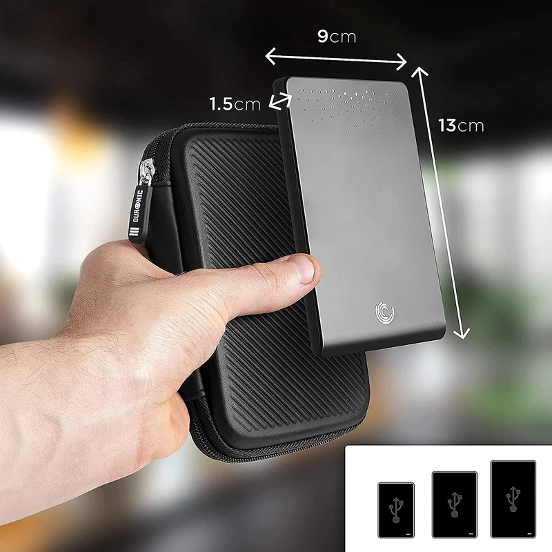 Duronic HDC2 BK Etui pour Disque Dur GPS Batterie Portable Liseuse 11 x 15 cm Housse de Protection semi rigide pour Disque Dur externe EVA Antichoc Léger er Compact Noir