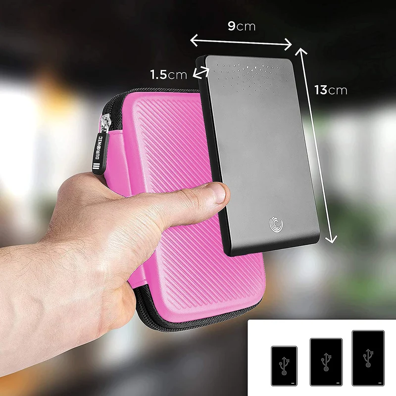 Duronic HDC2 PK Etui pour Disque Dur GPS Batterie Portable Liseuse 11 x 15 cm Housse de Protection semi rigide pour Disque Dur externe EVA Antichoc Léger er Compact Rose