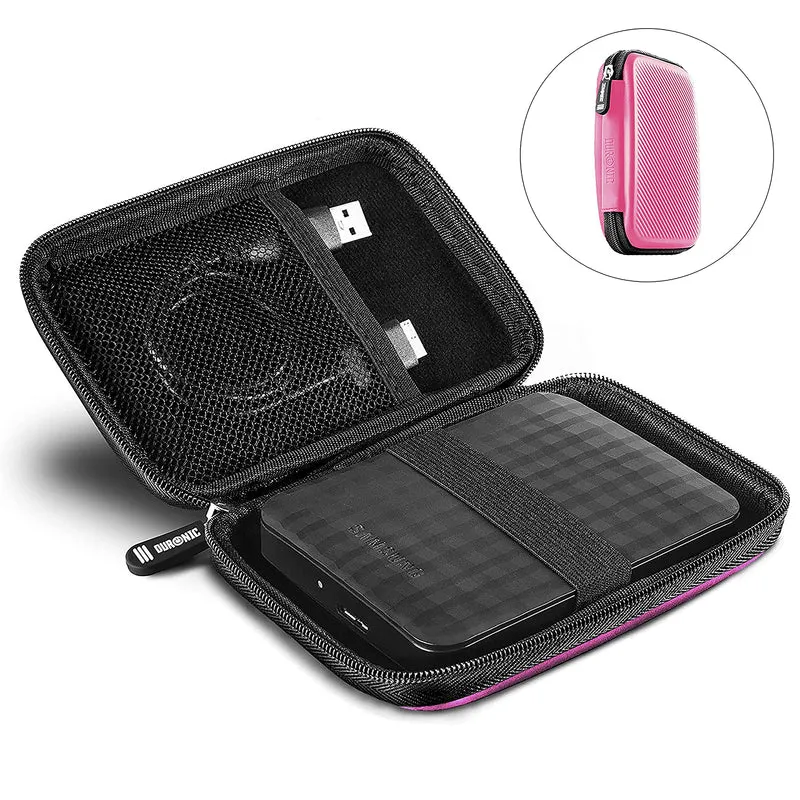 Duronic HDC2 PK Etui pour Disque Dur GPS Batterie Portable Liseuse 11 x 15 cm Housse de Protection semi rigide pour Disque Dur externe EVA Antichoc Léger er Compact Rose