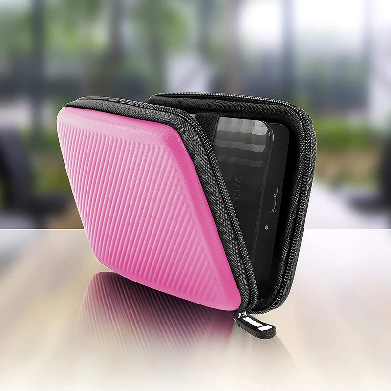 Duronic HDC2 PK Etui pour Disque Dur GPS Batterie Portable Liseuse 11 x 15 cm Housse de Protection semi rigide pour Disque Dur externe EVA Antichoc Léger er Compact Rose