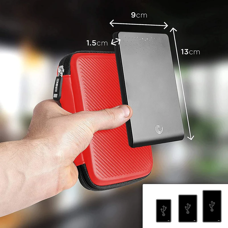 Duronic HDC2 RD Etui pour Disque Dur GPS Batterie Portable Liseuse 11 x 15 cm Housse de Protection semi rigide pour Disque Dur externe EVA Antichoc Léger er Compact Rouge