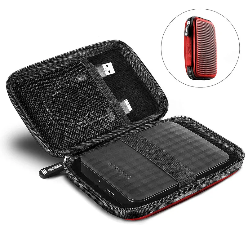 Duronic HDC2 RD Etui pour Disque Dur GPS Batterie Portable Liseuse 11 x 15 cm Housse de Protection semi rigide pour Disque Dur externe EVA Antichoc Léger er Compact Rouge