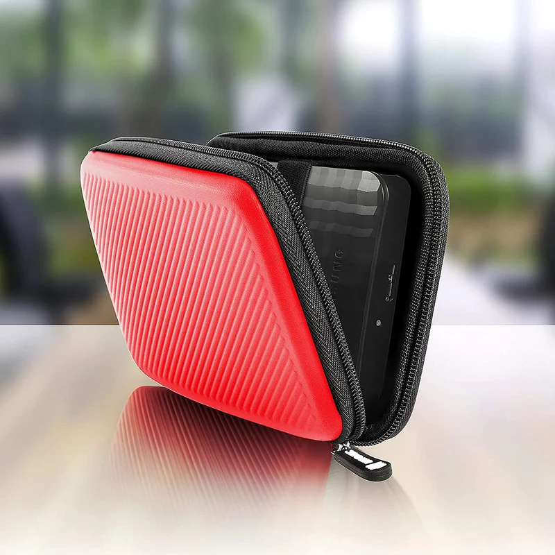 Duronic HDC2 RD Etui pour Disque Dur GPS Batterie Portable Liseuse 11 x 15 cm Housse de Protection semi rigide pour Disque Dur externe EVA Antichoc Léger er Compact Rouge