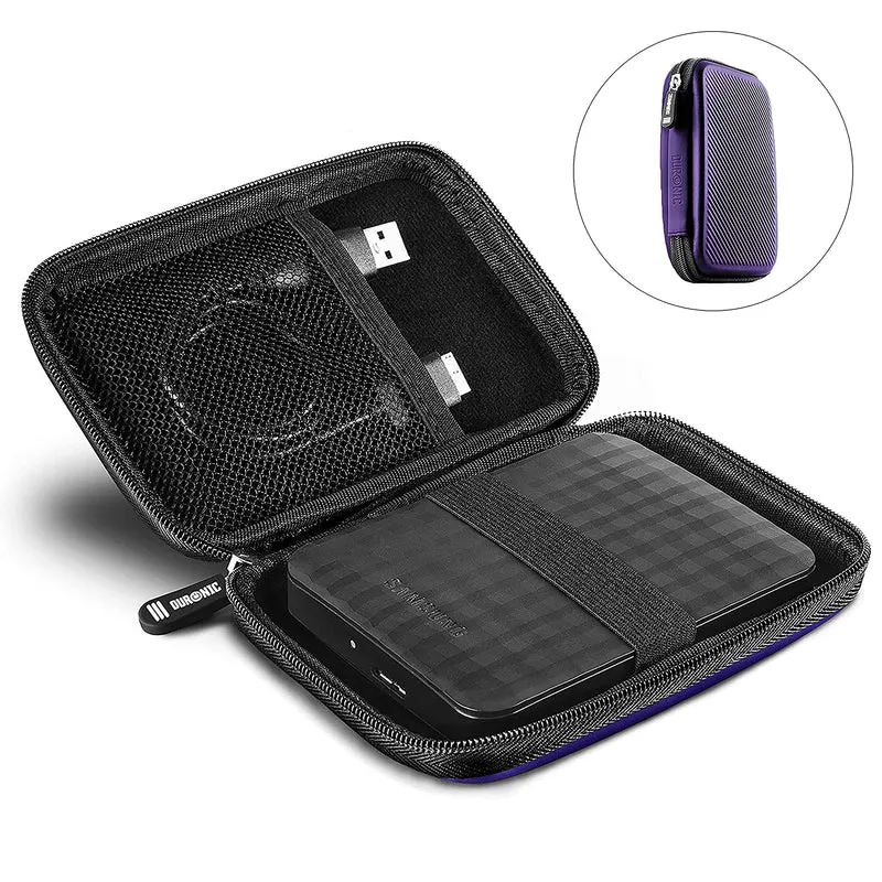 Duronic HDC2 VT Etui pour Disque Dur GPS Batterie Portable Liseuse 11 x 15 cm Housse de Protection semi rigide pour Disque Dur externe EVA Antichoc Léger er Compact Violet