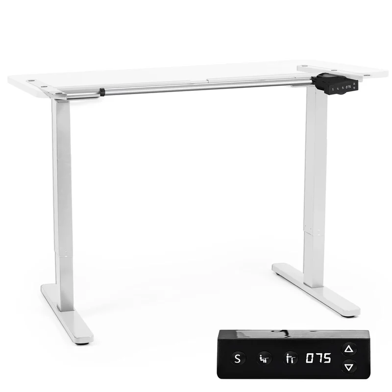 Duronic TM12 WE Bureau Assis-Debout blanc | Structure de bureau à hauteur ajustable 71 - 116 cm | Électrique | Sauvegarde des tailles | MAX 80 kg | Station ergonomique | Plateau disponible séparément