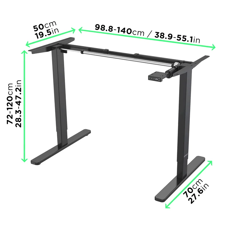 Duronic TM12 BK Bureau Assis-Debout noir | Structure de bureau à hauteur ajustable 71 - 116 cm | Électrique | Sauvegarde des tailles | MAX 80 kg | Station ergonomique | Plateau disponible séparément