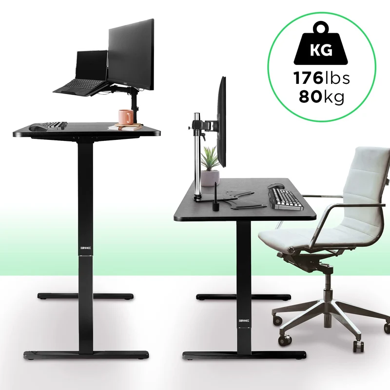 Duronic TM12 BK Bureau Assis-Debout noir | Structure de bureau à hauteur ajustable 71 - 116 cm | Électrique | Sauvegarde des tailles | MAX 80 kg | Station ergonomique | Plateau disponible séparément