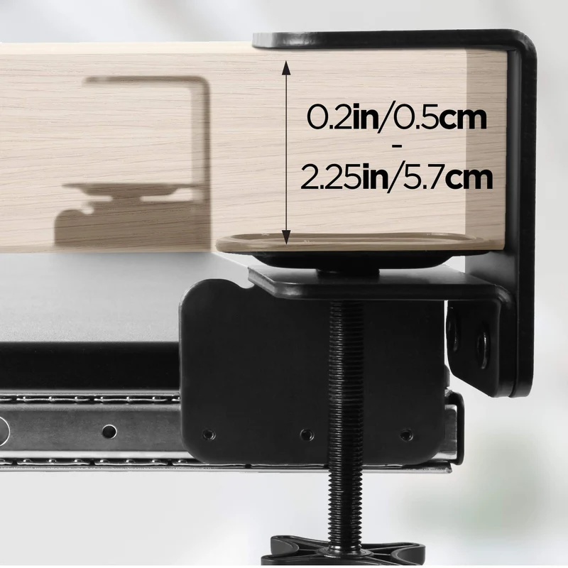 Duronic DKTPX1 Support Coulissant pour Clavier et Souris Ordinateur Portable PC Tablette Documents Tiroir sous la Table Solution Ergonomique pour Le Bureau Fixé avec des Pinces en Acier
