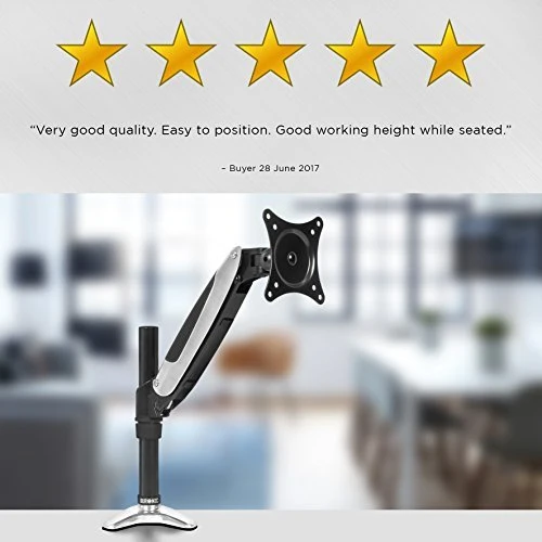 Duronic DM651X1 Support d'écran à pince pour bureau | Mécanisme à gaz | Ajustement à la volée | Hauteur ajustable | Compatibilité avec moniteurs VESA 75/100 | Passe câble inclus | Revêtement en chrome