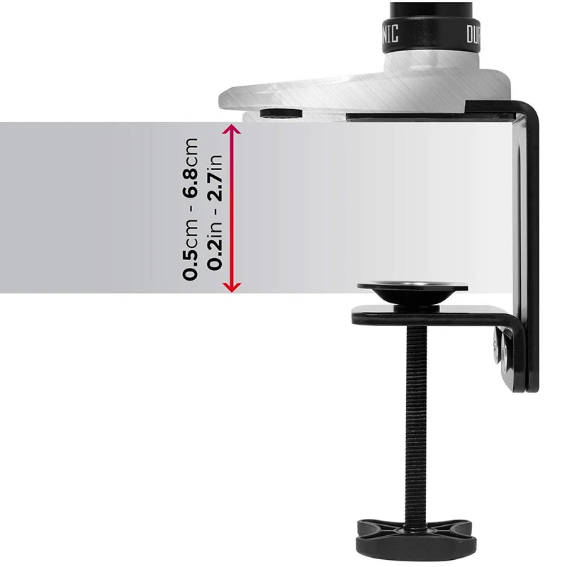 Duronic DM651X2 Support d'écran PC à Pince pour Bureau | Mécanisme à gaz | Ajustement à la volée | Hauteur Ajustable | Compatibilité avec moniteurs VESA 75/100 | 1 Extension | Revêtement en Chrome